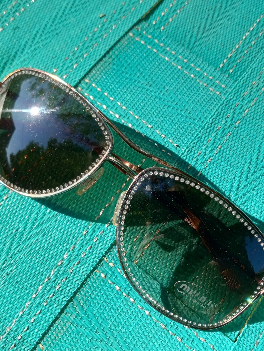 Miu Miu ELVIS NWOT ROCK STARI Gradient Aviator Sunglasses with Crystal Trim